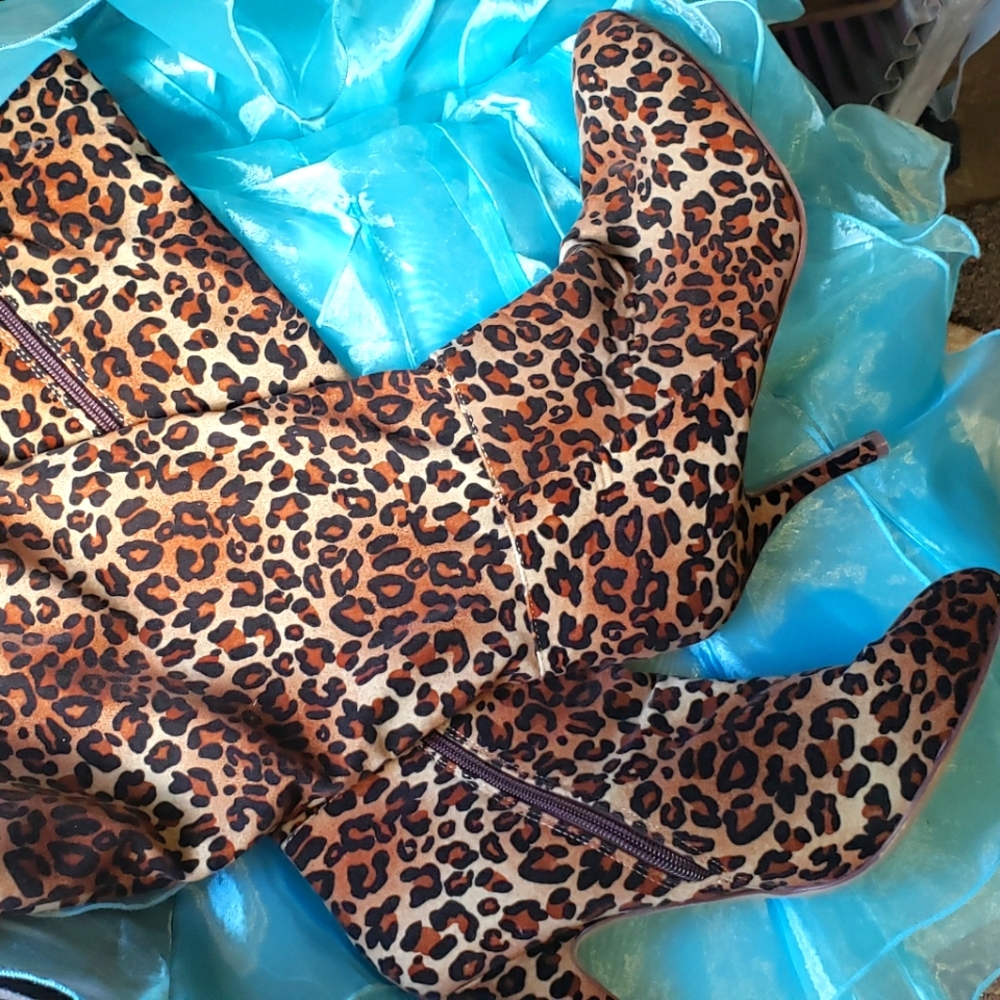 Leopard Print Knee High Boots